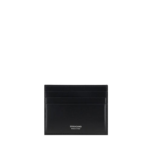 Ferragamo Card Holder in Black Leather Wallet